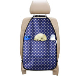 Blue And White Polka Dot Pattern Print Car Seat Organizers