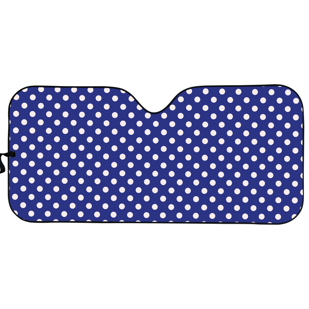 Blue And White Polka Dot Pattern Print Car Sun Shade