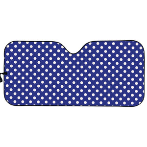 Blue And White Polka Dot Pattern Print Car Sun Shade