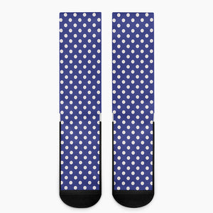 Blue And White Polka Dot Pattern Print Crew Socks