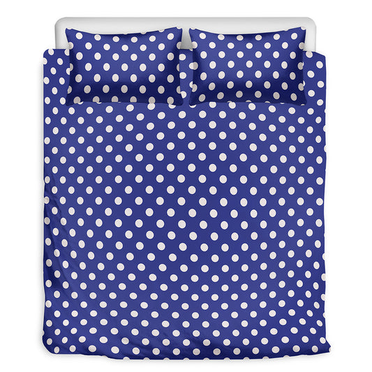 Blue And White Polka Dot Pattern Print Duvet Cover Bedding Set