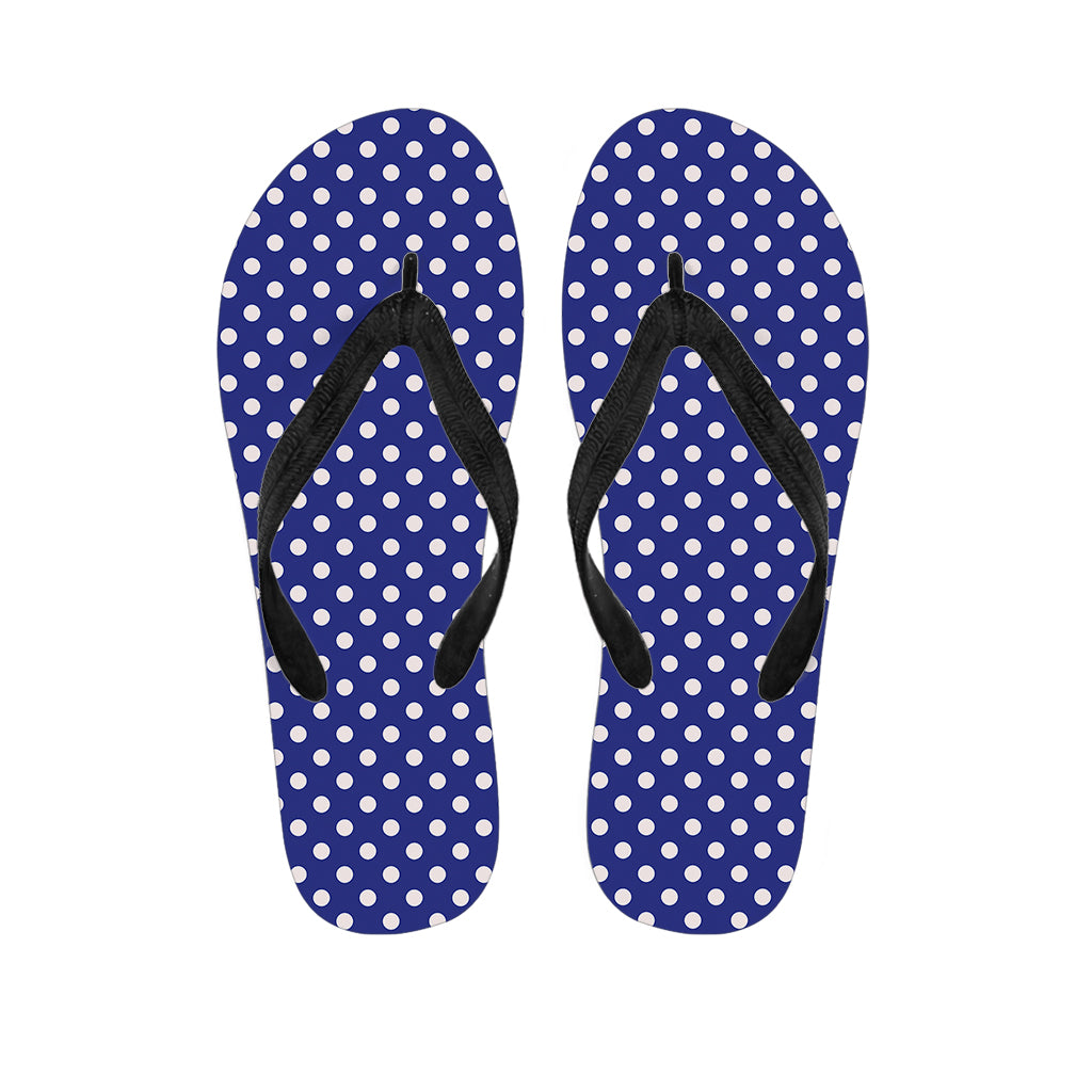 Blue And White Polka Dot Pattern Print Flip Flops