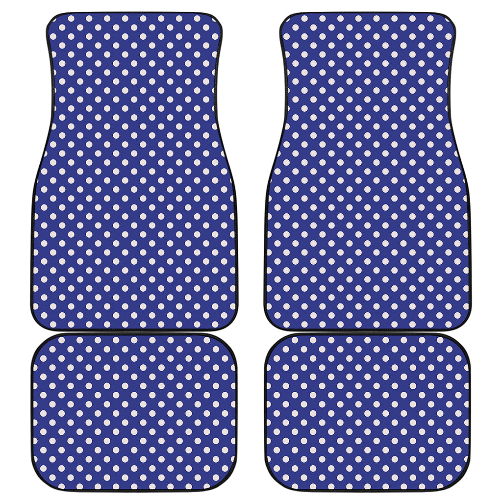 Blue And White Polka Dot Pattern Print Front and Back Car Floor Mats