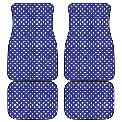 Blue And White Polka Dot Pattern Print Front and Back Car Floor Mats