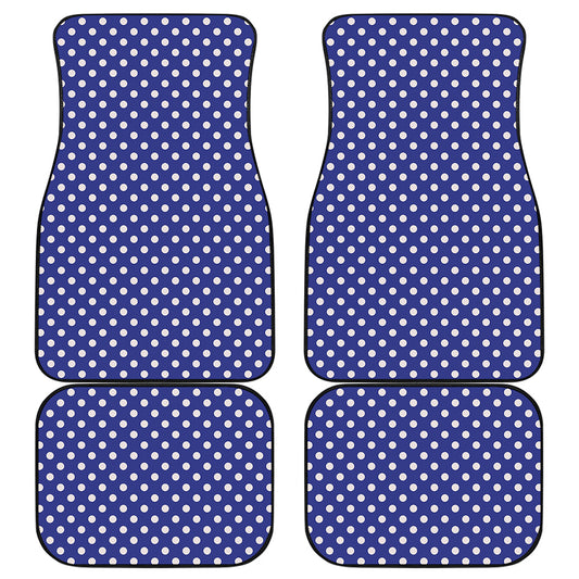 Blue And White Polka Dot Pattern Print Front and Back Car Floor Mats