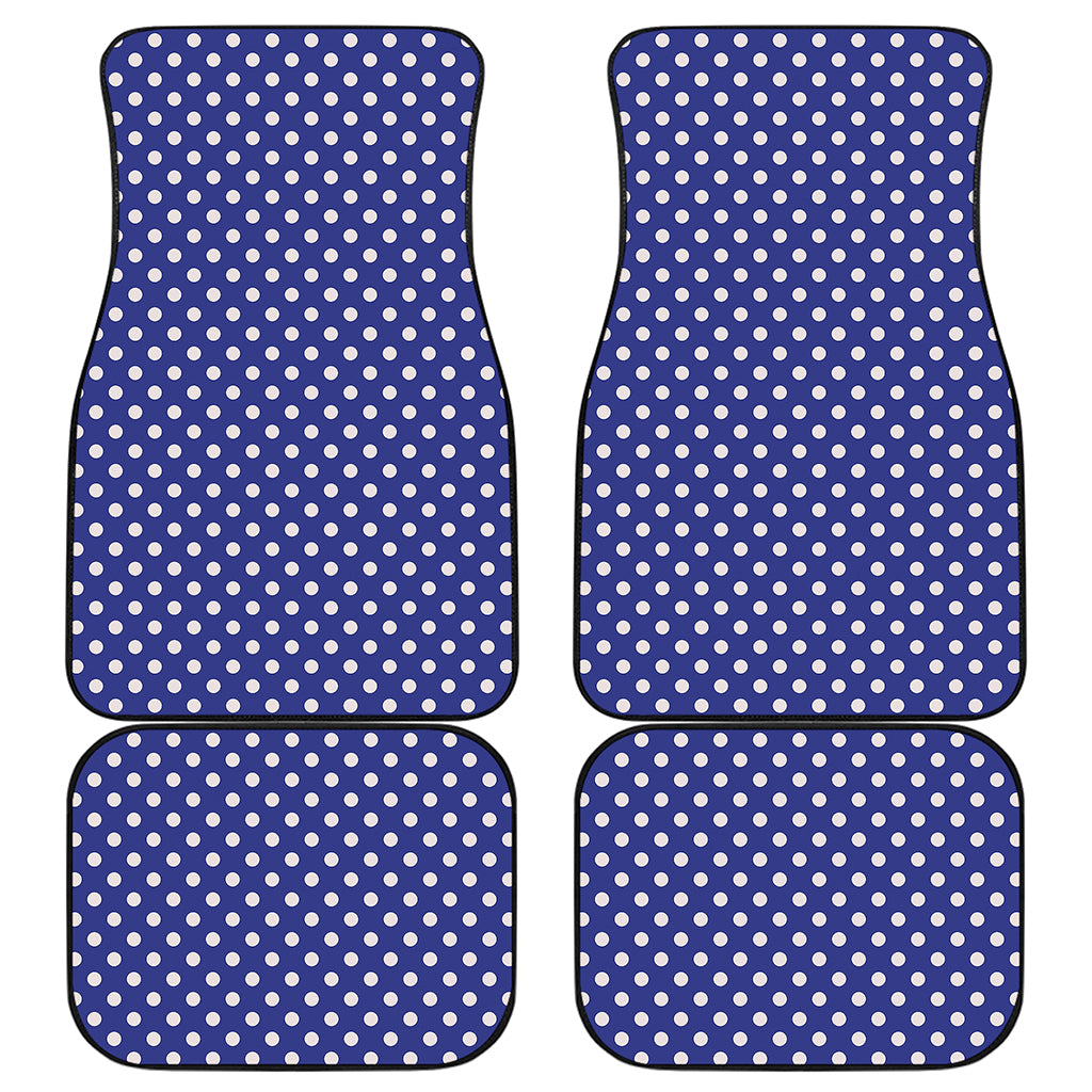 Blue And White Polka Dot Pattern Print Front and Back Car Floor Mats