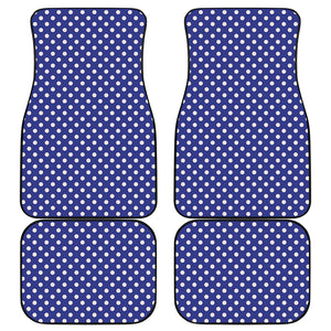 Blue And White Polka Dot Pattern Print Front and Back Car Floor Mats