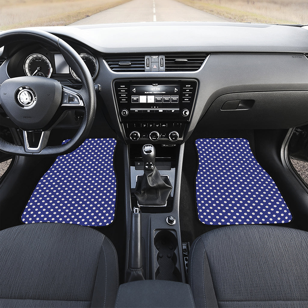 Blue And White Polka Dot Pattern Print Front Car Floor Mats