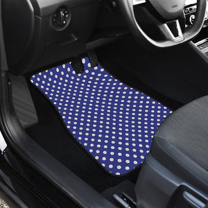 Blue And White Polka Dot Pattern Print Front Car Floor Mats