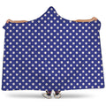 Blue And White Polka Dot Pattern Print Hooded Blanket