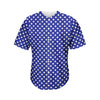 Blue And White Polka Dot Pattern Print Men's Baseball Jersey