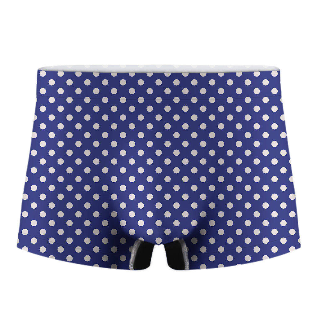 Blue And White Polka Dot Pattern Print Men's Boxer Briefs