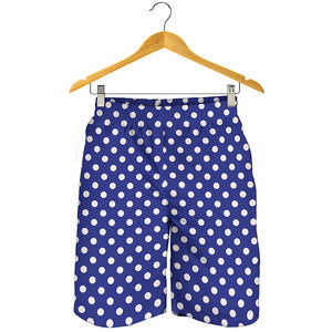 Blue And White Polka Dot Pattern Print Men's Shorts