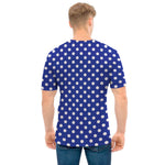 Blue And White Polka Dot Pattern Print Men's T-Shirt