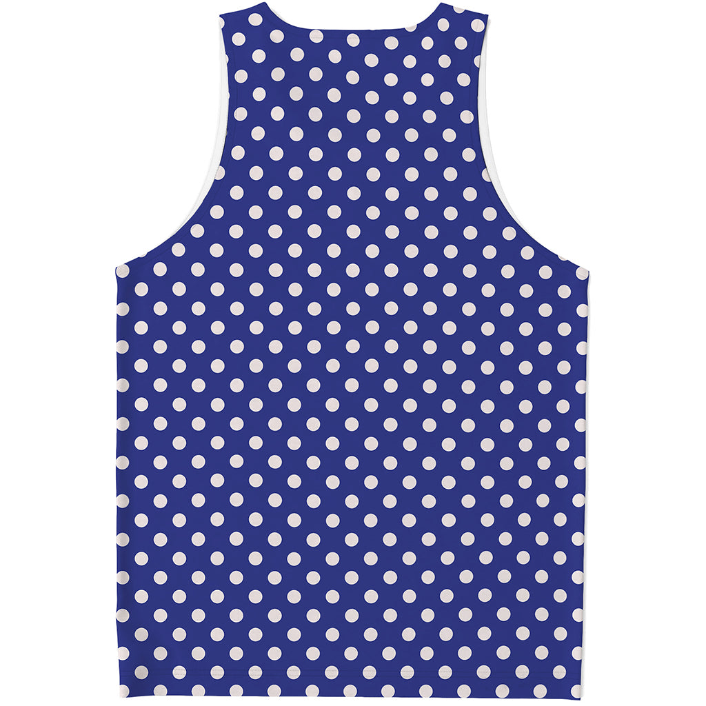 Blue And White Polka Dot Pattern Print Men's Tank Top