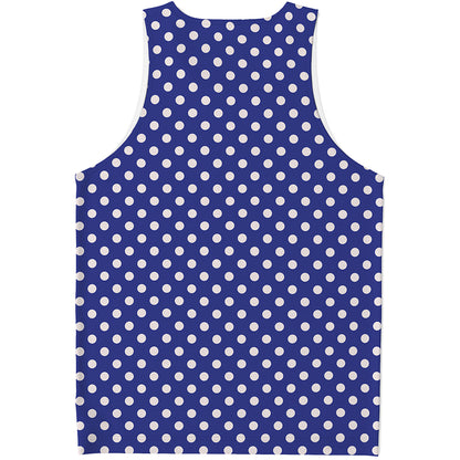 Blue And White Polka Dot Pattern Print Men's Tank Top