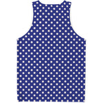 Blue And White Polka Dot Pattern Print Men's Tank Top