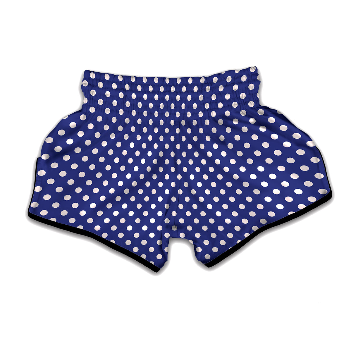 Blue And White Polka Dot Pattern Print Muay Thai Boxing Shorts