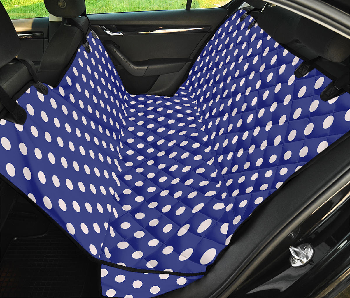 Blue And White Polka Dot Pattern Print Pet Car Back Seat Cover