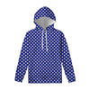 Blue And White Polka Dot Pattern Print Pullover Hoodie