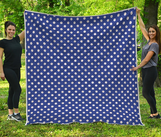 Blue And White Polka Dot Pattern Print Quilt