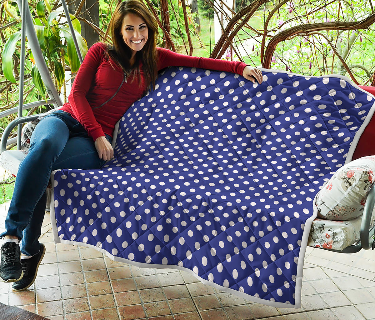 Blue And White Polka Dot Pattern Print Quilt