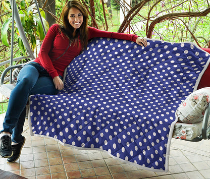 Blue And White Polka Dot Pattern Print Quilt