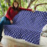 Blue And White Polka Dot Pattern Print Quilt