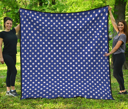 Blue And White Polka Dot Pattern Print Quilt
