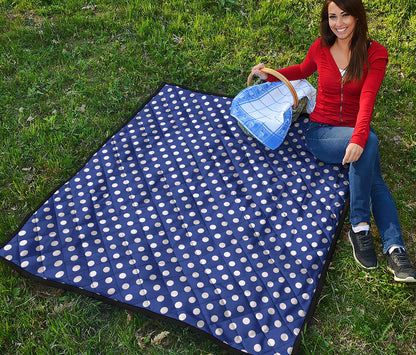 Blue And White Polka Dot Pattern Print Quilt