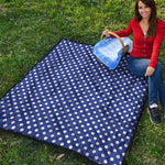 Blue And White Polka Dot Pattern Print Quilt