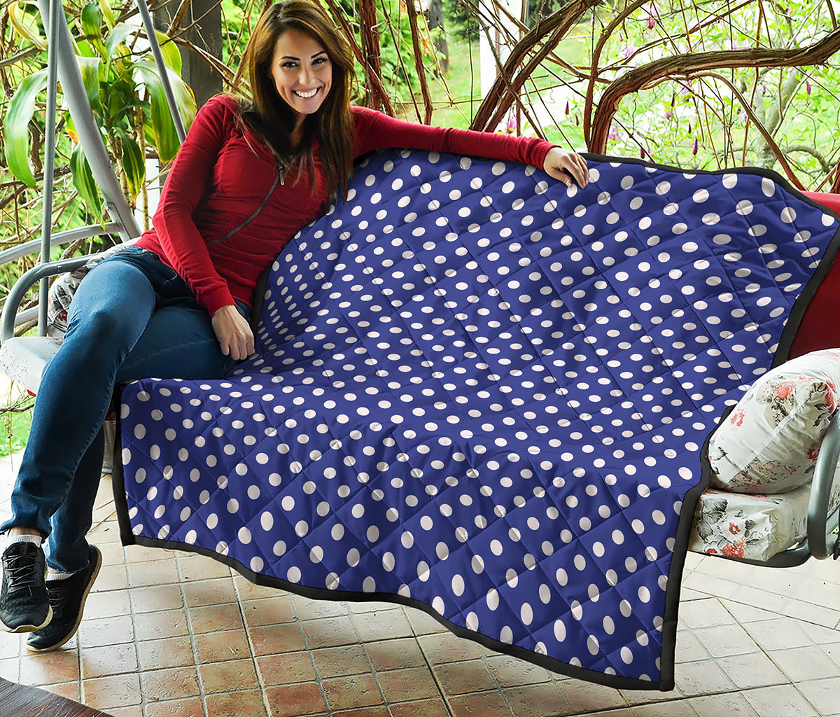 Blue And White Polka Dot Pattern Print Quilt