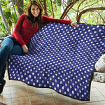 Blue And White Polka Dot Pattern Print Quilt