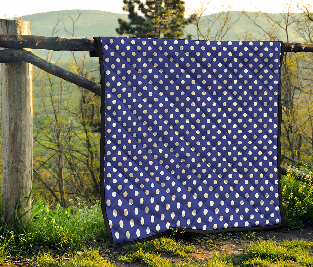 Blue And White Polka Dot Pattern Print Quilt