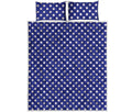 Blue And White Polka Dot Pattern Print Quilt Bed Set
