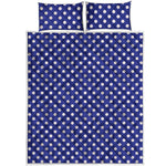 Blue And White Polka Dot Pattern Print Quilt Bed Set