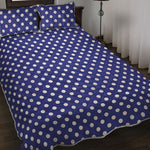 Blue And White Polka Dot Pattern Print Quilt Bed Set