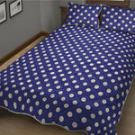 Blue And White Polka Dot Pattern Print Quilt Bed Set