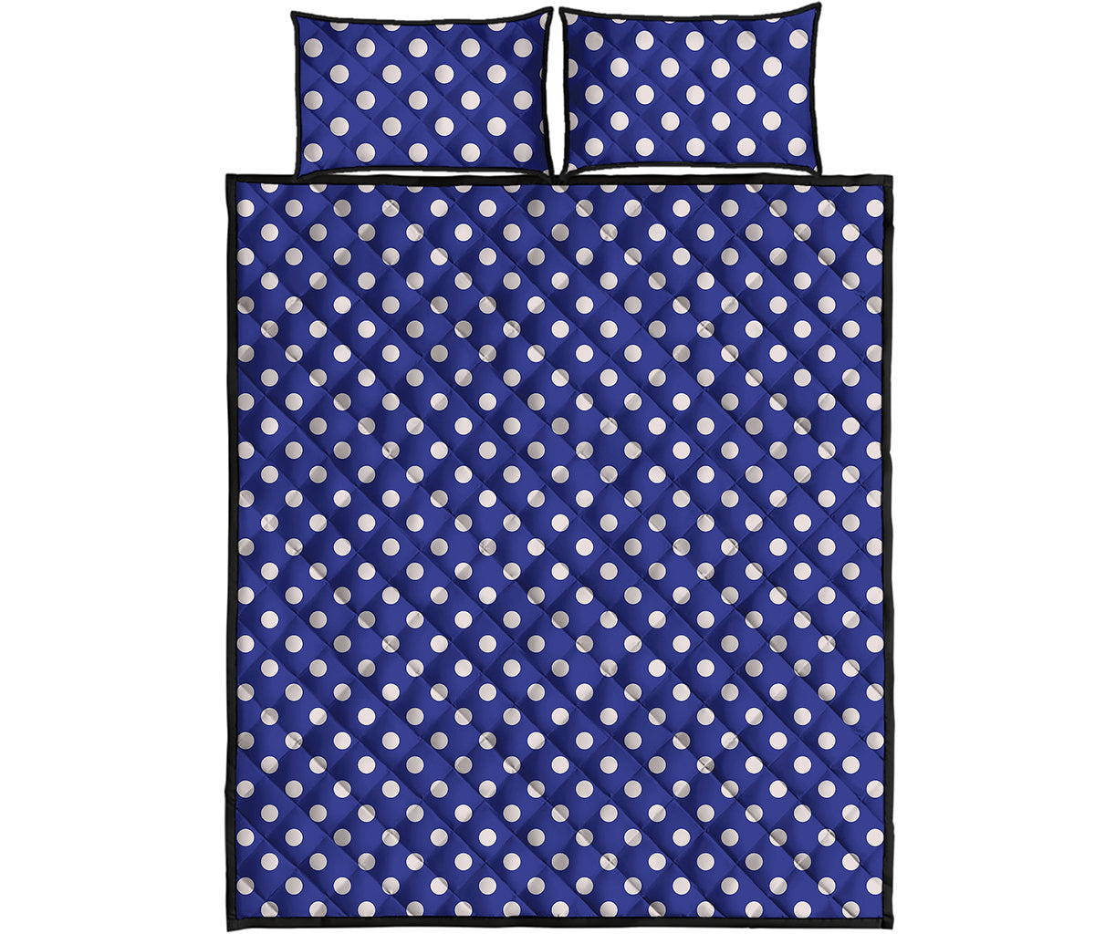 Blue And White Polka Dot Pattern Print Quilt Bed Set