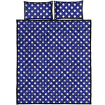 Blue And White Polka Dot Pattern Print Quilt Bed Set