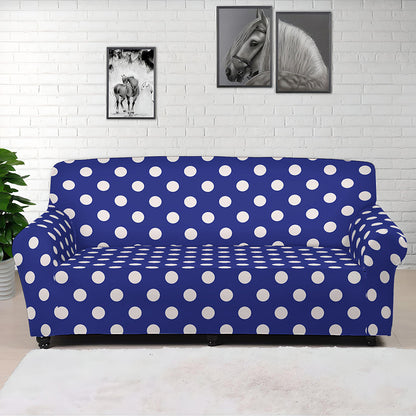 Blue And White Polka Dot Pattern Print Sofa Cover