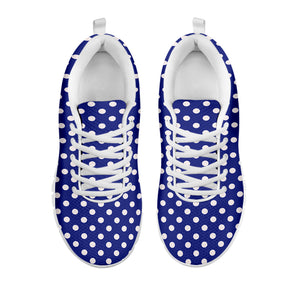 Blue And White Polka Dot Pattern Print White Sneakers