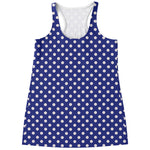 Blue And White Polka Dot Pattern Print Women's Racerback Tank Top