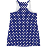 Blue And White Polka Dot Pattern Print Women's Racerback Tank Top