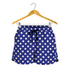 Blue And White Polka Dot Pattern Print Women's Shorts