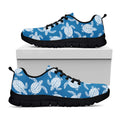 Blue And White Sea Turtle Pattern Print Black Running Shoes