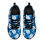 Blue And White Sea Turtle Pattern Print Black Sneakers