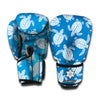 Blue And White Sea Turtle Pattern Print Boxing Gloves