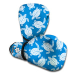 Blue And White Sea Turtle Pattern Print Boxing Gloves