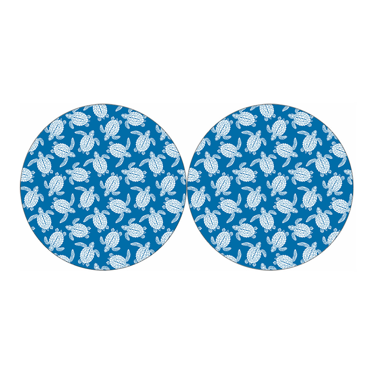 Blue And White Sea Turtle Pattern Print Car Coasters